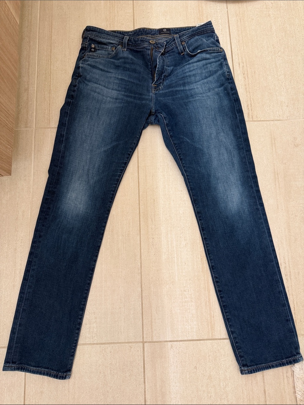 Ag Adriano Goldschmied Men's Slim Straight Dark Blue Jeans